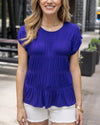 Grace and Lace Shirred Smocked Top - Blue Violet