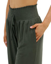 ***PRE-ORDER*** Grace and Lace Smocked Wide Leg Lounge Pants - Olive