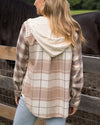 ***PRE-SALE*** Grace and Lace Stretch Flex Hooded Shacket - Mixed Neutral Plaid