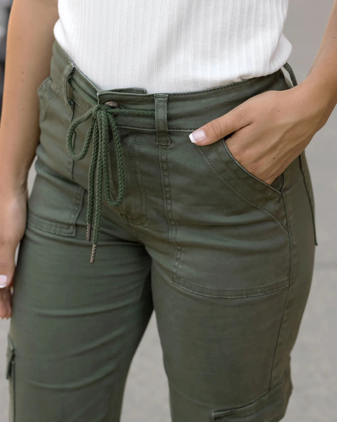 Grace and Lace Sueded Twill Cargo Pants - Deep Green - Belle + Bliss  Boutique