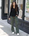 ***PRE-SALE*** Grace and Lace Sueded Twill Cargo Pants - Deep Green