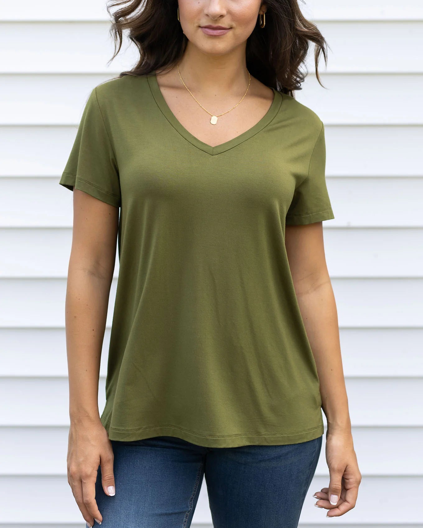 Grace and Lace VIP Favourite Perfect V-Neck Tee - Olive
