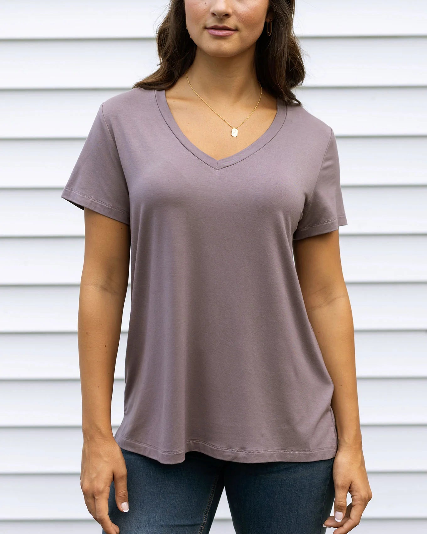 Grace and Lace VIP Favourite Perfect V-Neck Tee - Thistle