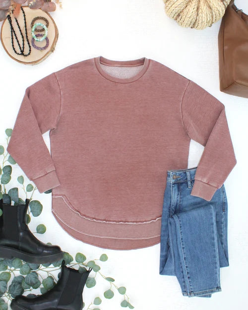 ***PRE-ORDER*** Michelle Mae Vintage Wash Pullover - Brown