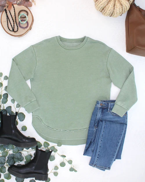 ***PRE-ORDER*** Michelle Mae Vintage Wash Pullover - Olive