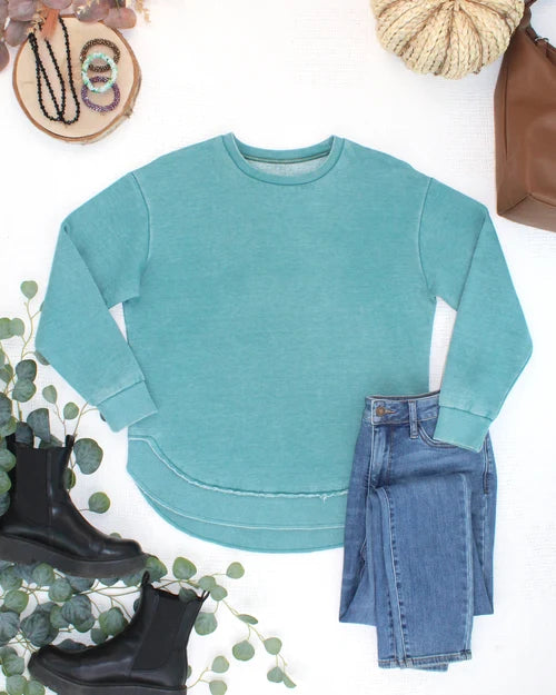 ***PRE-ORDER*** Michelle Mae Vintage Wash Pullover - Teal