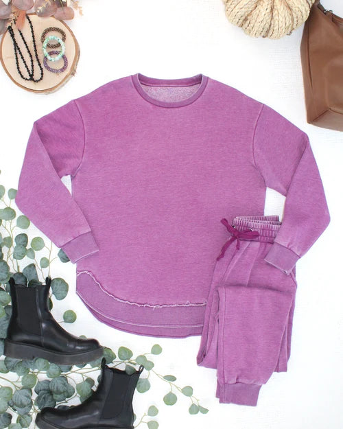 ***PRE-ORDER*** Michelle Mae Vintage Wash Joggers - Purple