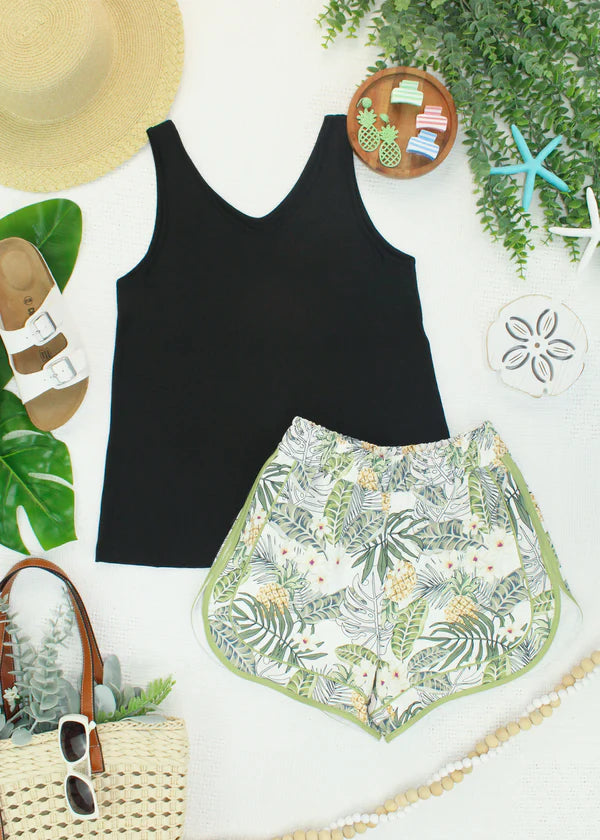 ***PRE-ORDER*** Michelle Mae Vera V Neck Tank - Black