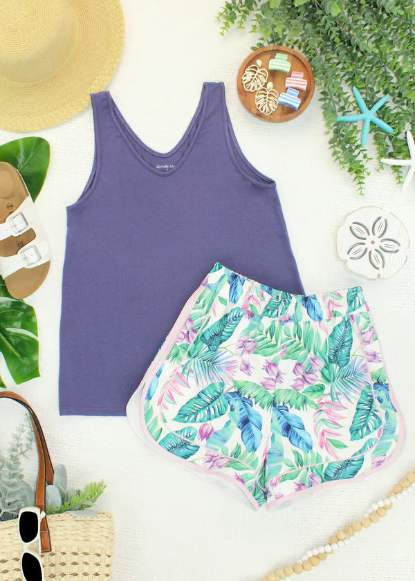 ***PRE-ORDER*** Michelle Mae Vera V Neck Tank - Slate Purple