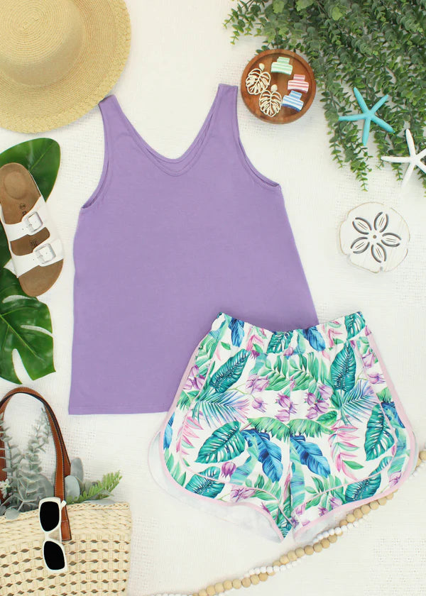 ***PRE-ORDER*** Michelle Mae Vera V Neck Tank - Lavender