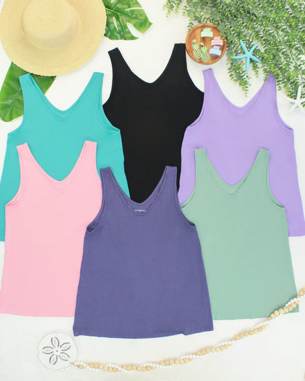 ***PRE-ORDER*** Michelle Mae Vera V Neck Tank - Sage