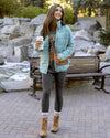 Grace and Lace Mineral Washed Quilted Jacket - Icy Blue