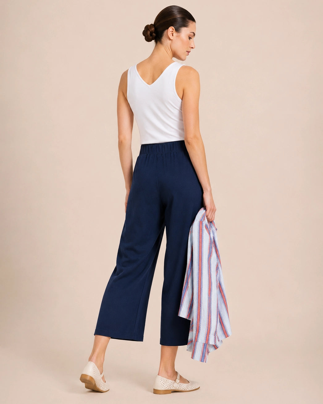 Grace & Lace Weekend Ease Wide Leg Crop Pant - Navy