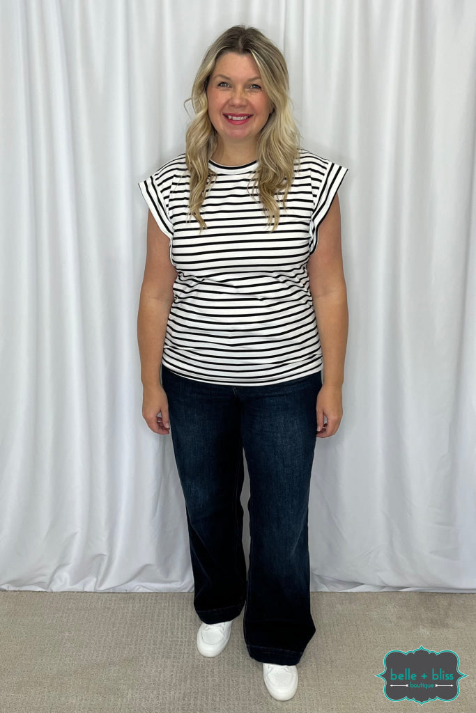 Alba Striped Top - Ivory/Black Tops & Sweaters