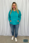 Alicia Half Snap Up Pullover - Turquoise Tops &amp; Sweaters