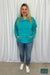 Alicia Half Snap Up Pullover - Turquoise Tops & Sweaters