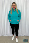 Alicia Half Snap Up Pullover - Turquoise Tops &amp; Sweaters