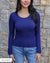 Grace and Lace Hip Length Scoop Neck Long Sleeve Brami - Indigo