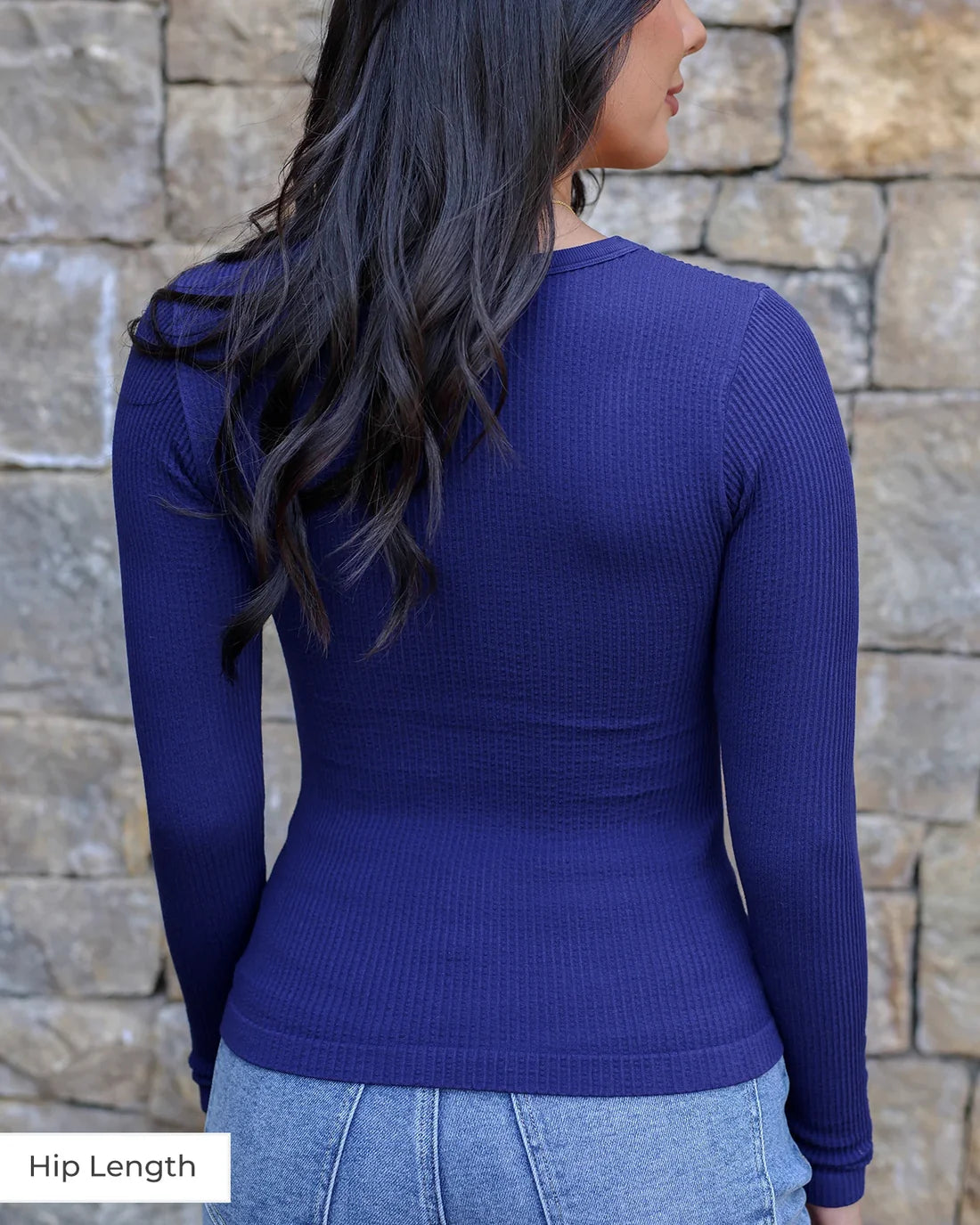 ***PRE-SALE*** Hip Length Scoop Neck Long Sleeve Brami - Indigo