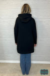 Amelia Zip Up Longline Hooded Jacket - Black Tops &amp; Sweaters