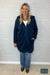 Amelia Zip Up Longline Hooded Jacket - Navy Tops & Sweaters