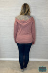 Andy Cableknit Full Zip Patchwork Hoodie - Pink Tops &amp; Sweaters