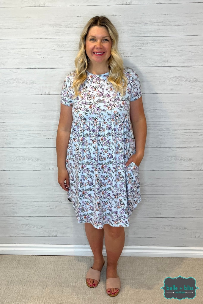 Angie Floral Dress With Pockets - Blue Dresses & Skirts