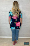 Anna Babydoll - Navy Floral Tops &amp; Sweaters