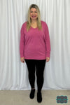 Aria Front Seam Sweater - Heathered Pink Tops &amp; Sweaters