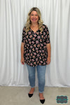 Ashley Floral Tunic Top - Black Tops &amp; Sweaters