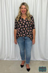 Ashley Floral Tunic Top - Black Tops &amp; Sweaters