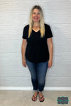 Avalyn V-Neck Tee - Black Tops &amp; Sweaters