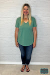 Avalyn V-Neck Tee - Green Tops &amp; Sweaters