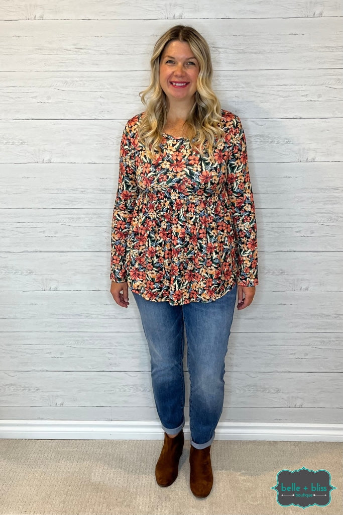 Ayla Floral Babydoll Top - Sunset Tops & Sweaters