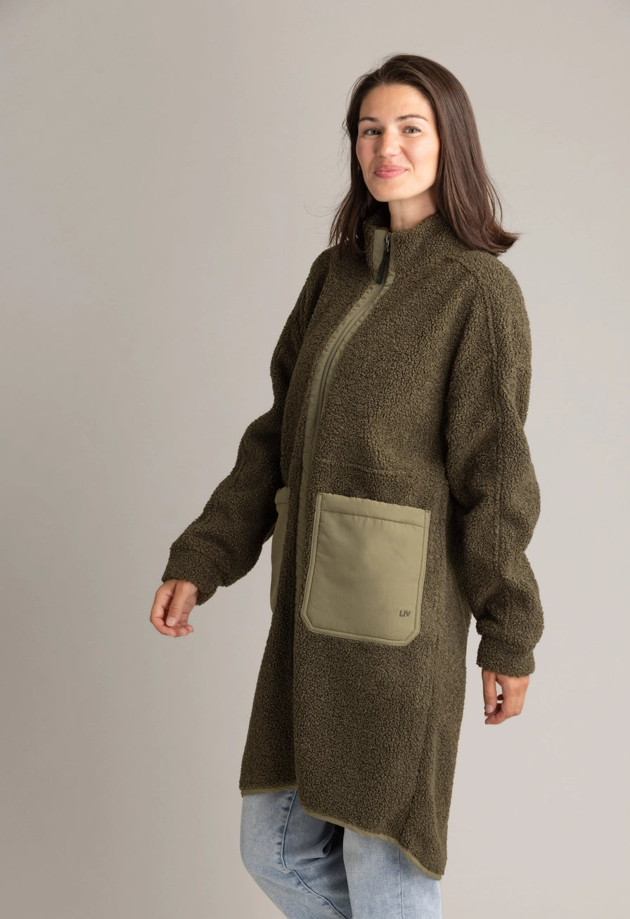 Cori Boucle Fleece Jacket - Dark Olive