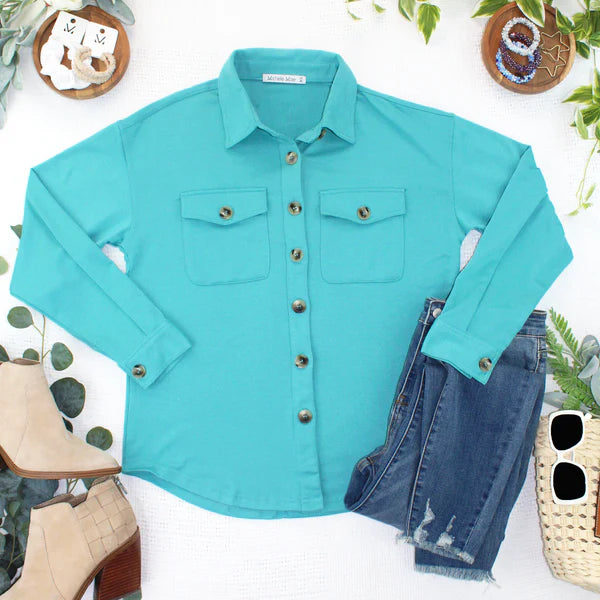Michelle Mae "Brenna" Button Down Top - Teal