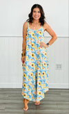 ***PRE-ORDER*** Shirley Baggy Romper with Pockets - Sunflower - Blue (shipping end of April)