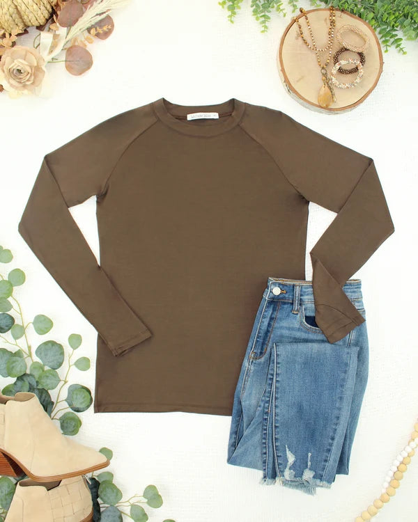 ***PRE-ORDER*** Michelle Mae Blair Long Sleeve Top - Brown