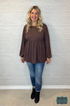 Cara Puff Sleeve Babydoll - Coco Brown Tops &amp; Sweaters