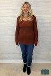 Carla Ribbed Top With Thumbholes - Cinnamon Tops &amp; Sweaters