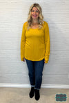 Carla Ribbed Top With Thumbholes - Mustard Tops &amp; Sweaters