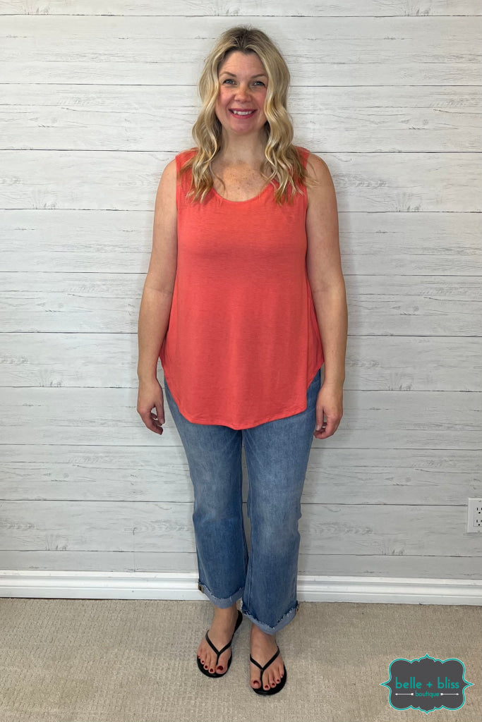 Carolyn Scoop Tank - Coral Tops & Sweaters