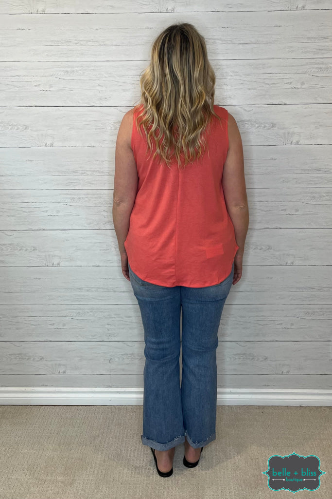 Carolyn Scoop Tank - Coral Tops & Sweaters