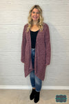 Cascade Cardigan With Thumbholes - Heathered Plum Tops &amp; Sweaters