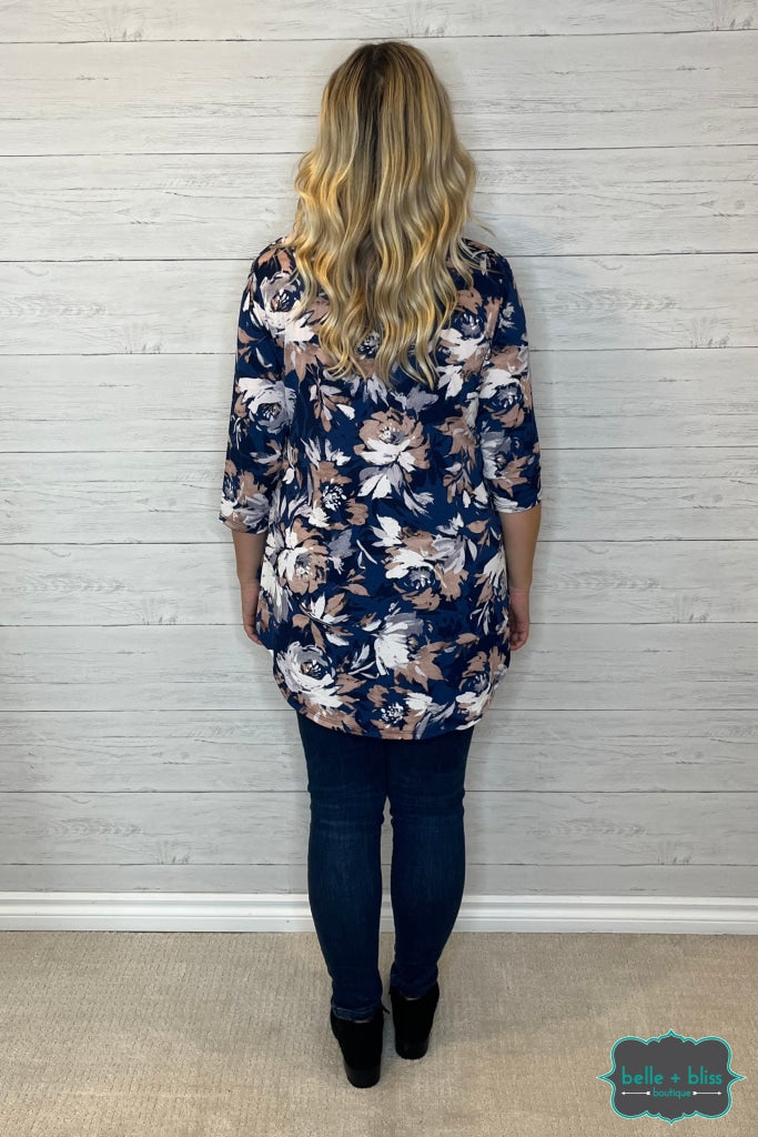 Claire Floral Babydoll - Navy Tops & Sweaters