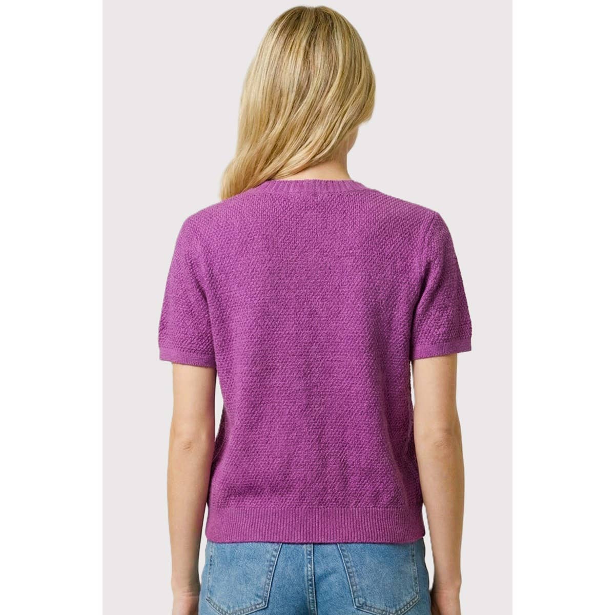 Audra Button Down Waffle Sweater Cardigan - Orchid Purple