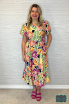 Dahlia Puff Sleeve Floral Midi Dress With Pockets Dresses &amp; Skirts