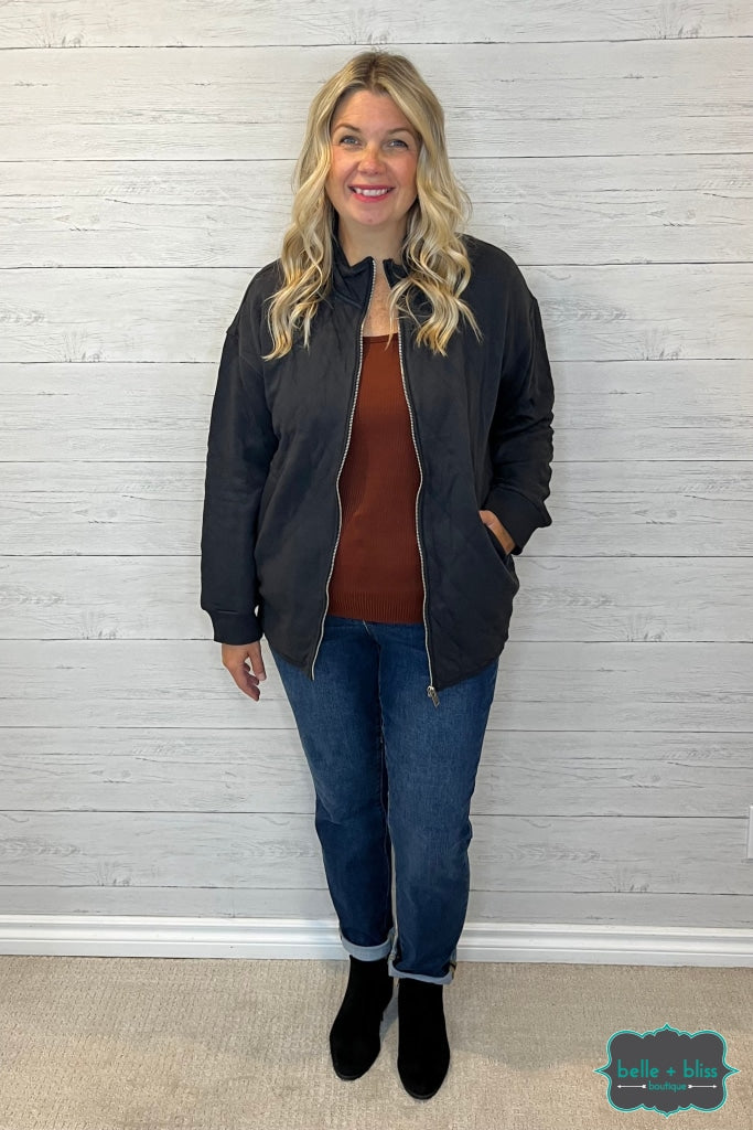 Denita Bomber Jacket - Charcoal Outerwear