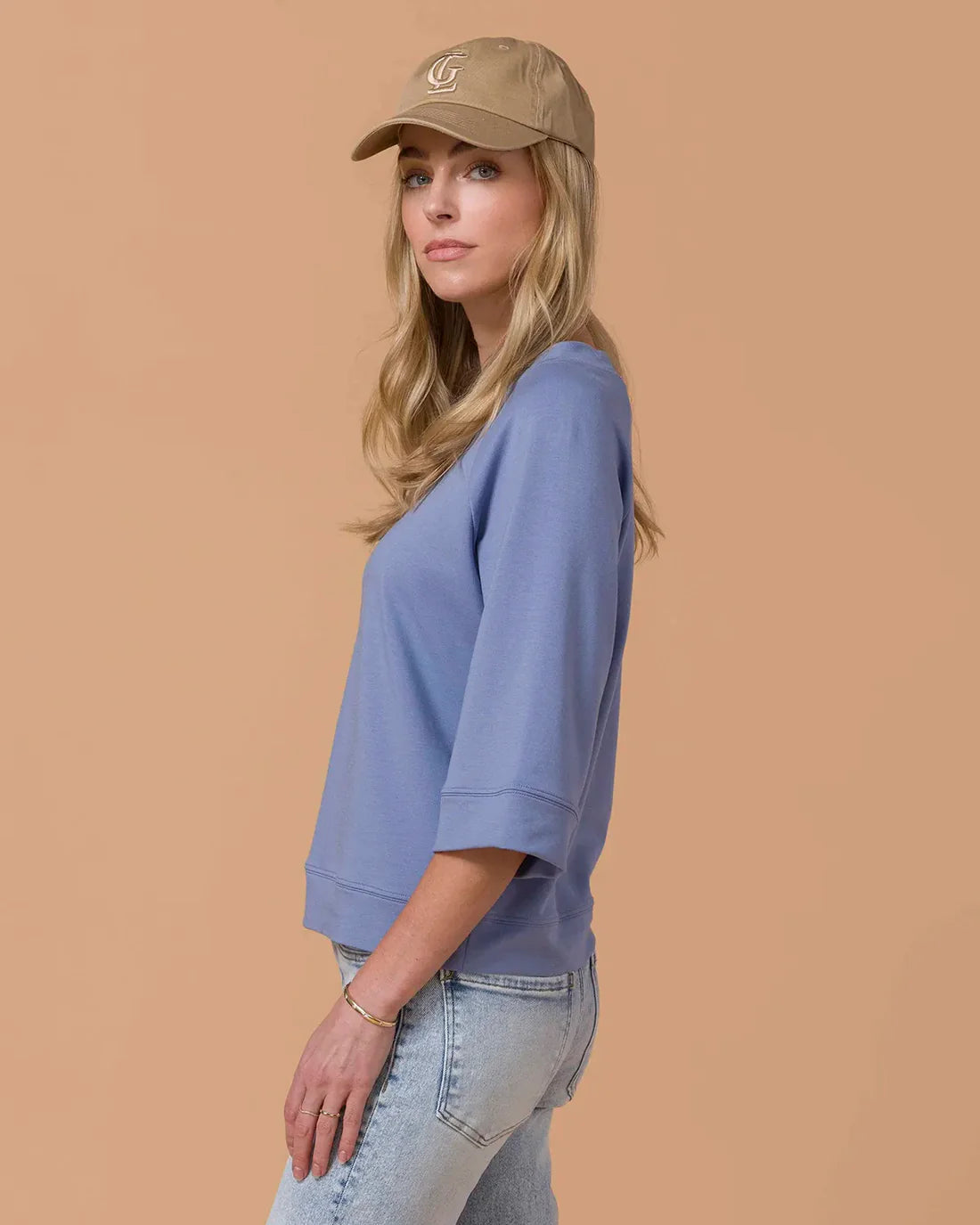 ***PRE-ORDER*** Grace &amp; Lace Everyday 3/4 Sleeve Crew Neck Sweatshirt - Indigo