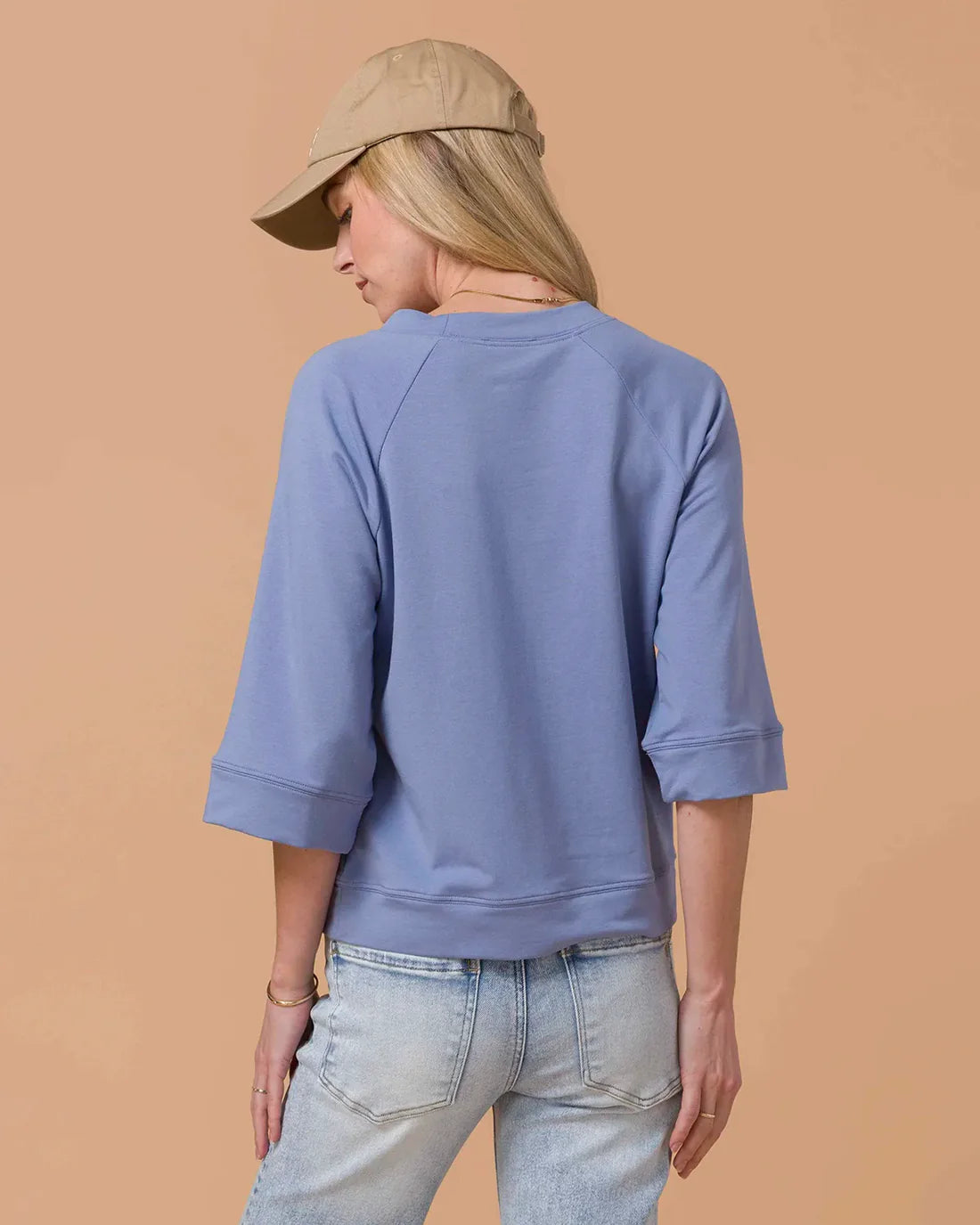 ***PRE-ORDER*** Grace &amp; Lace Everyday 3/4 Sleeve Crew Neck Sweatshirt - Indigo